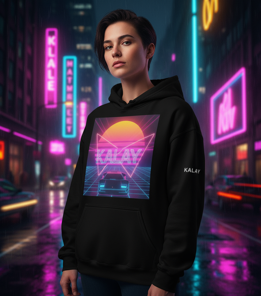 Felpa con Cappuccio "Grid Runner" - Hoodie Retrowave Outrun Car