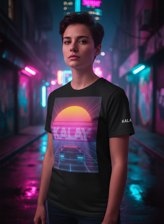 T-Shirt Retrowave "Grid Runner" - Synthwave 80s Outrun Car Desig