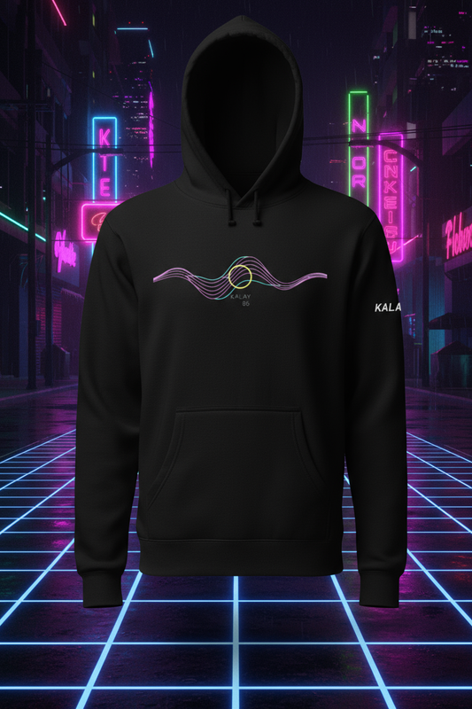 Felpa con Cappuccio "Wave Rider" - Hoodie Synthwave Frequenza Audio