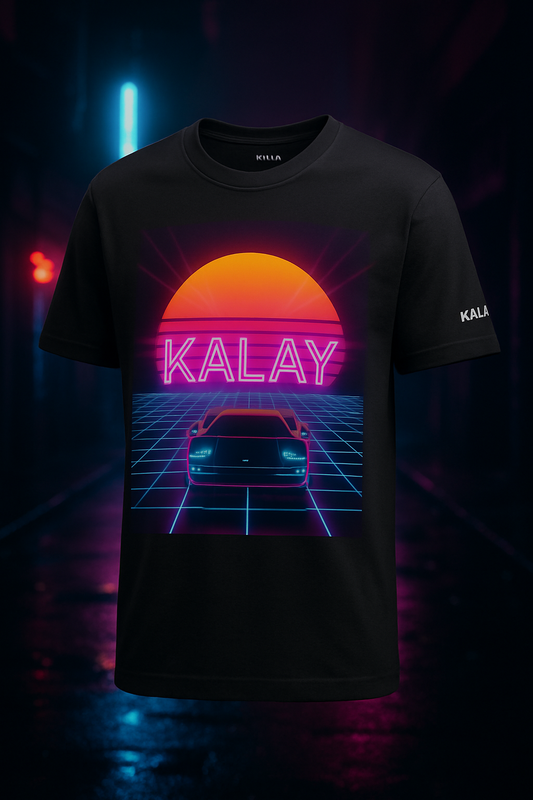 T-Shirt Retrowave "Grid Runner" - Synthwave 80s Outrun Car Desig