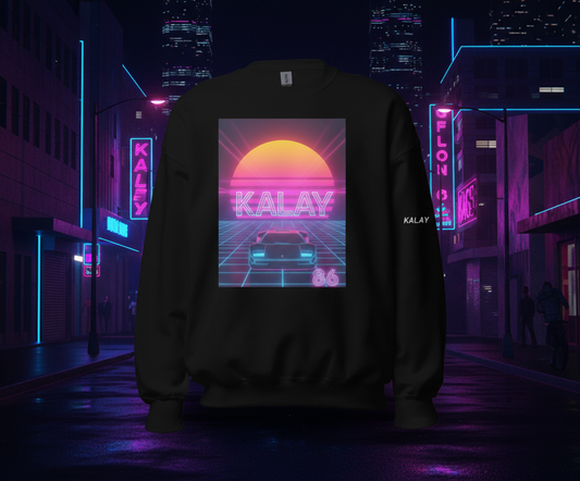 Felpa Girocollo "Grid Runner" - Abbigliamento Synthwave Outrun Car